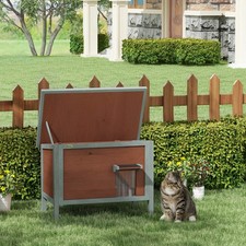 PawHut Outdoor Cat House, Wooden Feral Cat H...