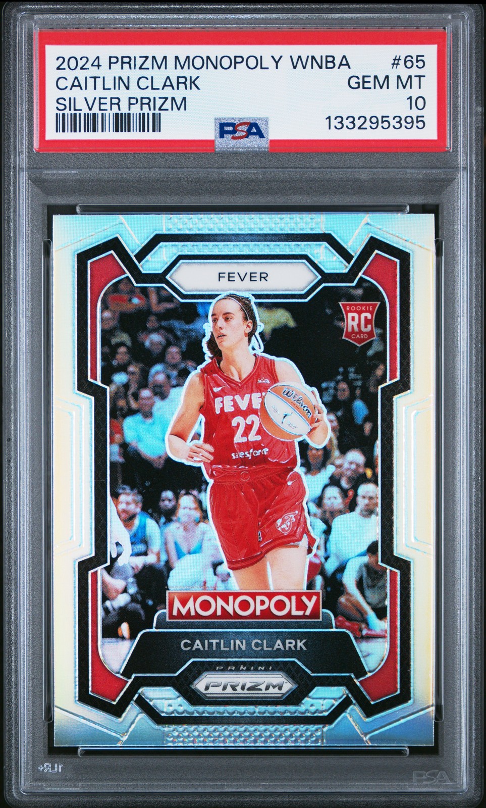 2024 PANINI PRIZM MONOPOLY WNBA SILVER PRIZM #65 CAITLIN CLARK PSA 10