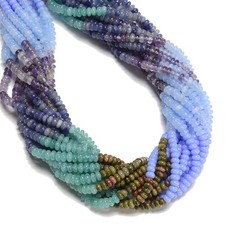 07 Multi-color Gemstone Smooth Rondelle Beads Size 2x4mm 15.5'' Strand