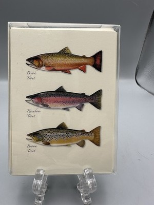 NIB Freshwater Gamefish 8 Note Cards Envelopes Bass Trout Art Steven Lewers