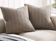 2 Throw Pillow Covers/ Pillowcases Cocoa Brown 16x16 Waffle Textured Zip Enclosu