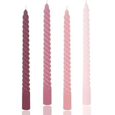 10 inch Pink Gradual Spiral Color Taper Candles Set of 4 Pack Tapered Candle,...