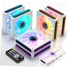 ARGB PWM 6-Pack PC Fans with 4 Forward  2 Reverse Fans  Hub, White