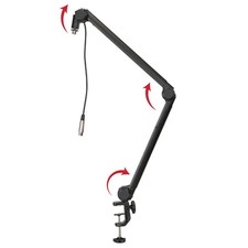 Deluxe Desk-Mounted Broadcast Microphone Boom Stand For Podcasts & Recording,...