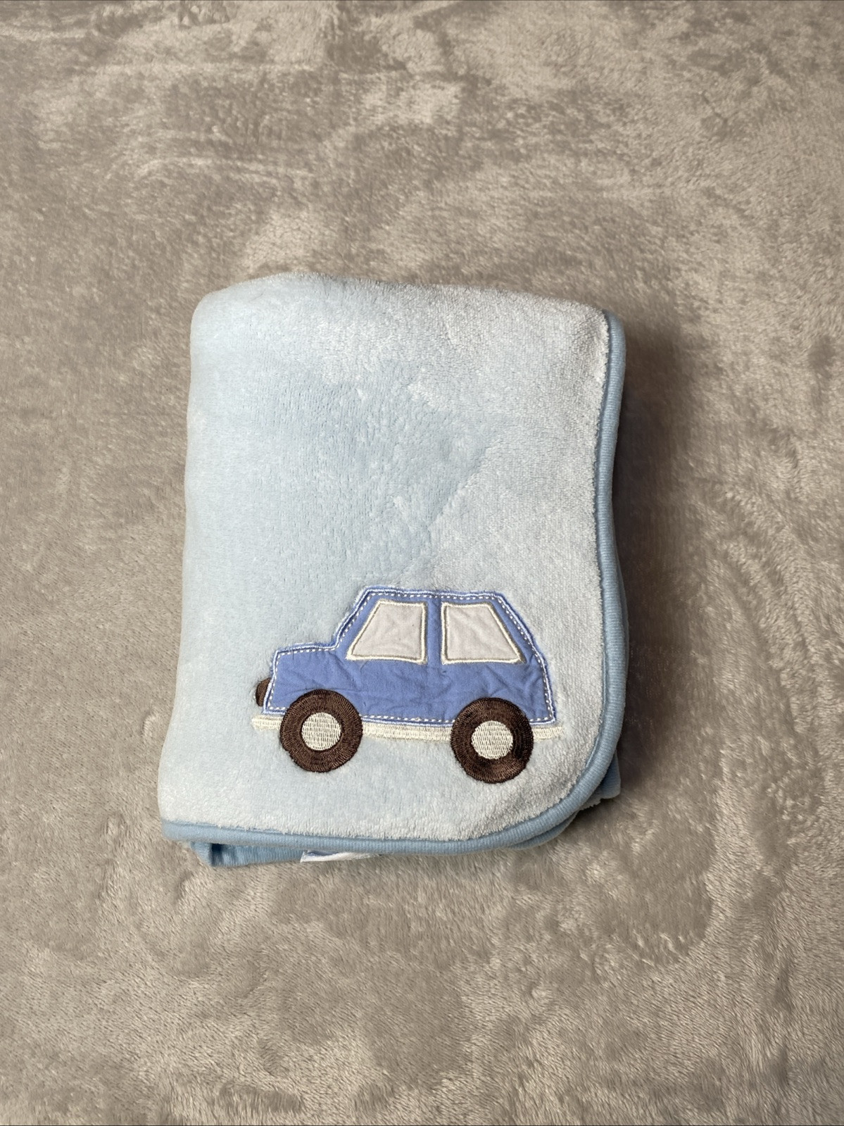 Carters Blue Baby Blanket Car Soft Plush Fleece Security Lovey 30"x40"