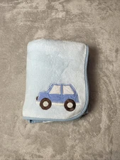 Carters Blue Baby Blanket Car Soft Plush Fleece Security Lovey 30"x40"