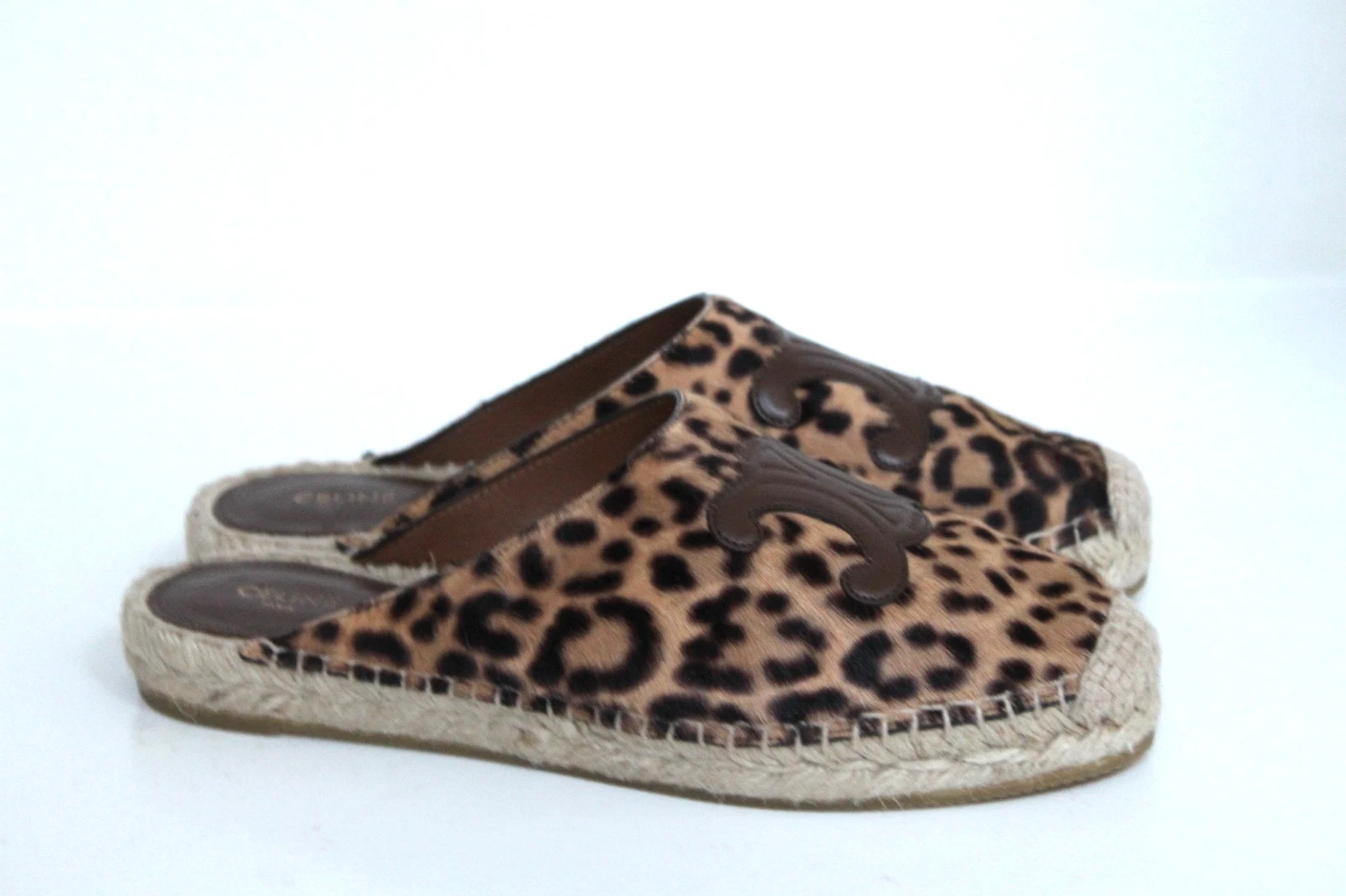 Celine — sz 7.5 / 38 CELINE LES ESPADRILLES MULE IN Leopard Printed Hairy Calfskin Shoe
