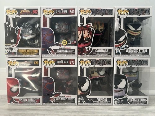 Funko Pop Marvel Venom Spider-Man Lot of 8 Carnage Miles Morales Venomized