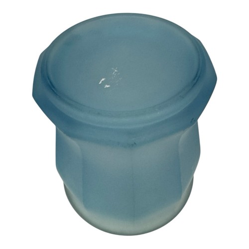 Vintage Indiana Glass Ginger Jar Frosted Blue Satin Lidded Apothecary Canister - Picture 3 of 7