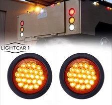 2PCS 4inch Round LED Truck Trailer Turn Signal Tail Lights 24-LED Waterproof