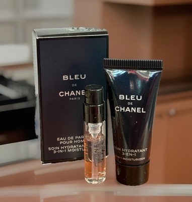 Bleu De Chanel Men Mini Set 1.5ml/0.05oz EDP + 5ml/0.17 3 In 1 Moisturizer NIB