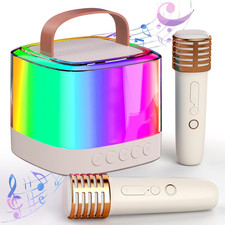 Portable Mini Karaoke Machine for Kids with 2 Wireless Microphones and Lights