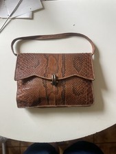 Borsa vintage anni ’70 in vera pelle di pitone marrone – autentica, artigianale
