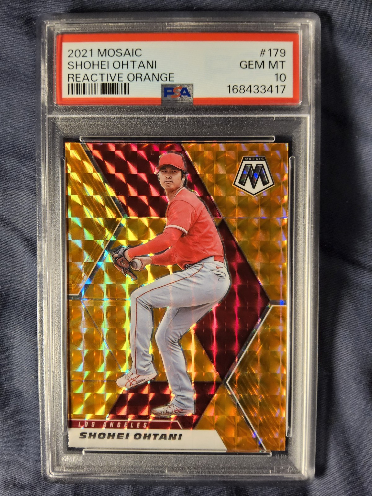 2021 PANINI MOSAIC REACTIVE ORANGE MOSAIC SHOHEI OHTANI CARD #179 PSA 10 DODGERS