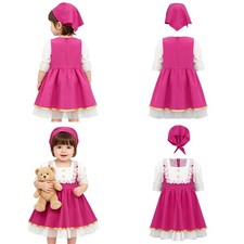 Baby Girls Dress Full Skirt Costume Set Flared Skirt Cosplay Outfit Lace Trim