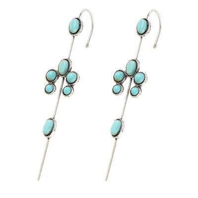 Türkis Ohr Wickel Krabbel Haken Ohrstecker für Damen versilbert blau Geburt