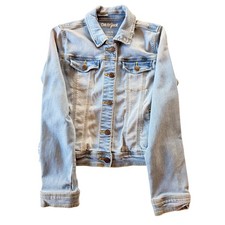 Cat  Jack Girls Light Wash Denim Trucker Jacket Size L 10/12 Stretch Blue
