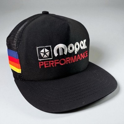 Vintage Mopar Performance SnapBack Hat Cap 4 Stripes Mesh Trucker Nomad USA