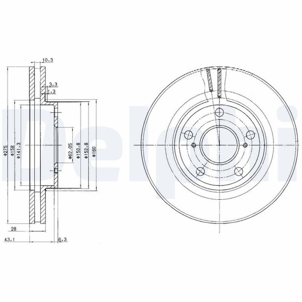 2X Delphi Bremsscheibe BG2782 FüR Camry Toyota Lexus Avensis ES Previa Verso 2-image