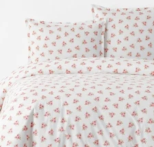 NEW Company Store Sunshine & Blooms Cool Cotton Percale Full Queen Duvet Cover