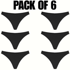 6 Pack Ladies G-String Thongs Seamless Cotton Underwear Soft Briefs Panties