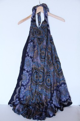 Joop Joop S Boho Hippie Scarf Print Flowy 2 In 1 Maxi Skirt Midi Halter Dress