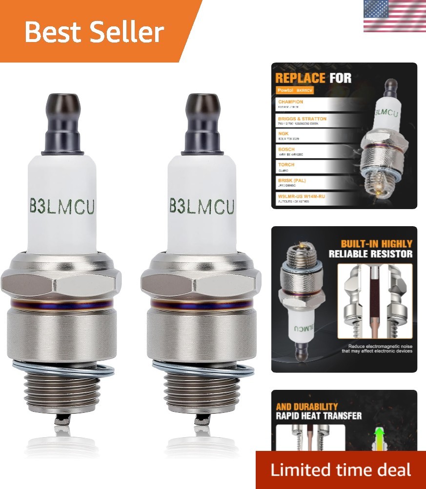 Durable 14mm Iridium Spark Plugs for Champion J19LM  Briggs Mowers, Set of 2