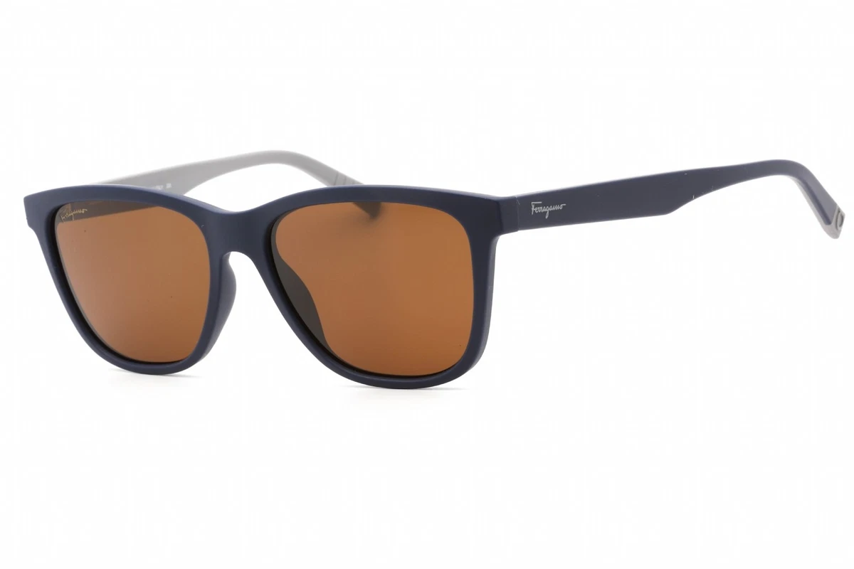 Salvatore Ferragamo Blue Framed Sunglasses With Brown Lens.  100% Uv Protection Navigator frame sunglasses - Men | Ferragamo main image 2