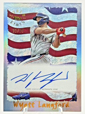 Wyatt Langford 2025 Topps Archives Cyberstats Auto #95CA-WL Blue 