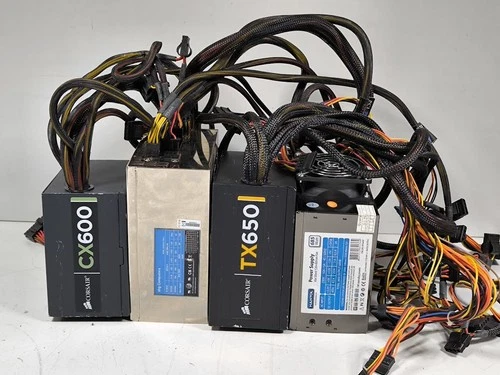 Lot of 4 Power Supplies - Hantol, SHG, Corsair CX600, TX650 - For Parts