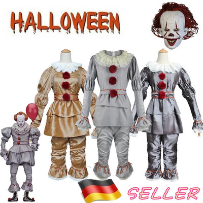 Stephen Kings Es Pennywise Clown Halloween Cosplay Maske Kostüm Outfit für-Männe