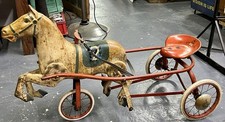 Antique 1930's TRI-ANG Tricycle Pedal Car Harness Race Horse  Sulky Toy ENGLAND