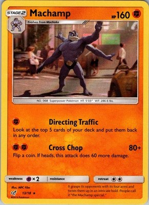 Machamp 13/18 Rare Detective Pikachu Pokemon Holo Near Mint