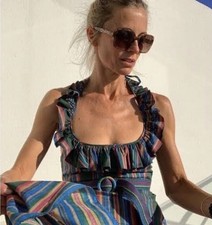 Zimmerman Belt Striped Cotton Cord Multicolour Green 90cm X 4cm Round Buckle