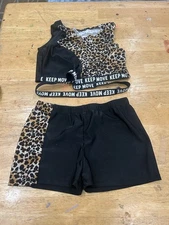 iEFiEL two piece leopard print leotard girls L/1