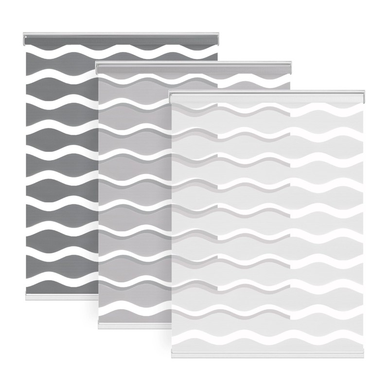 LazBlinds No‑Drill Cordless Zebra Blinds – 36" W x 72" H – Grey