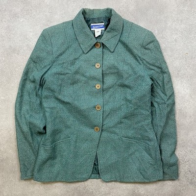 Pendleton Blazer Damen 6 Wool Tweed Einreiher Sportjacke, Grün