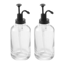 2Pcs Glass Syrup Dispenser Pump Bottles Refillable Coffee Barista Drink Sauce
