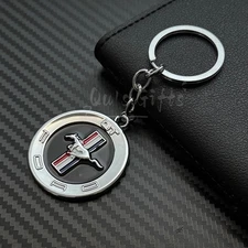 Ford Mustang Double-Sided Logo Silver Metal Keychain US Seller Free Shipping