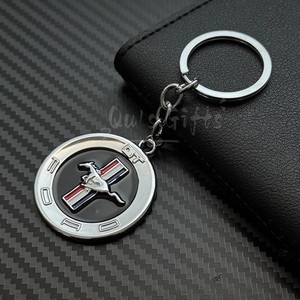 QGS Ford Mustang GT Logo Double-Sided Metal Keychain – Car Key Ring Accessory