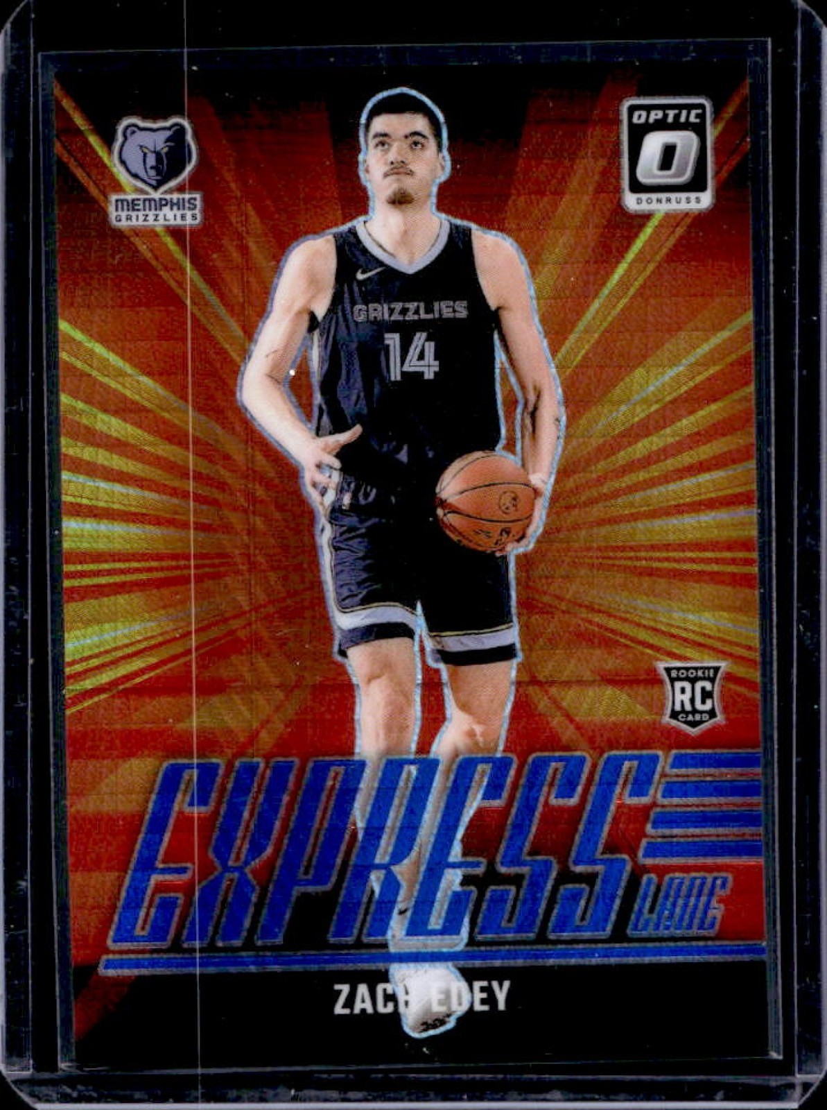 2024-25 Donruss Optic Zach Edey Express Lane RC Hyper Blue #40/175 Grizzlies