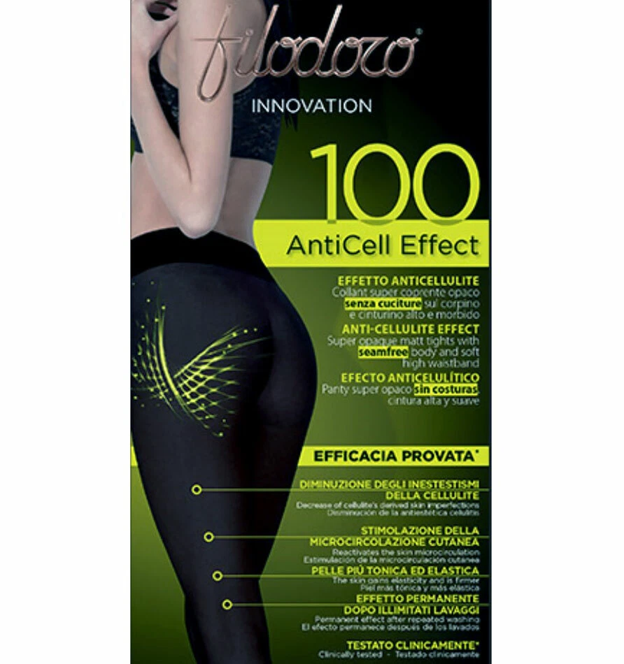 3 Collants Femme Filodoro Anticellulite 100 DENIERS Super Couvrant Sans Coutures - Photo 1/1