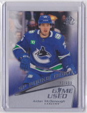 2023-24 UD SP GAME USED SP ROOKIE DEBUT INSERT /499 AIDAN McDONOUGH #R-2 CANUCKS