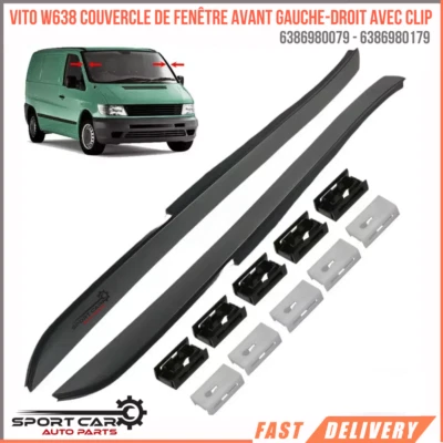 SPORT CAR AUTO PARTS Mercedes Vito W638 1996-2003 Bande de pare-brise gauche droite avec clip.