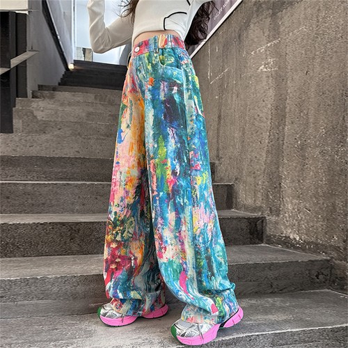 Jeans ragazza gamba larga personalizzati gamba larga dritti larghi pantaloni casual larghi nuovi - Foto 17 di 20