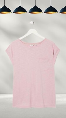 Ex Fat Face Damen Kurzarm T-Shirt Ivy Spitze in Lila (etwas defekt)