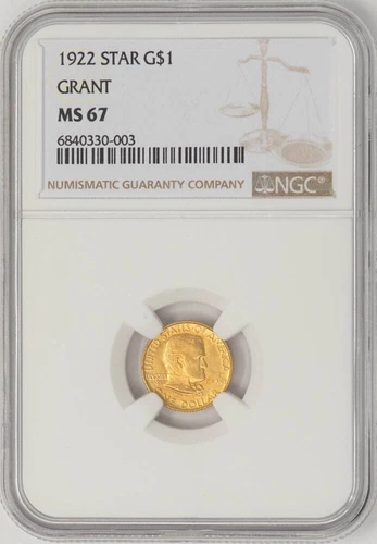 1922 $ Gold Grant Dollar Star MS67 NGC 948162-3