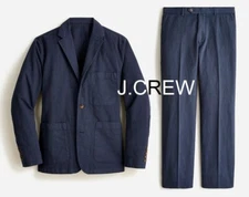 J.CREW suit jacket & pants navy 38 32 blazer cotton linen chino full set casual