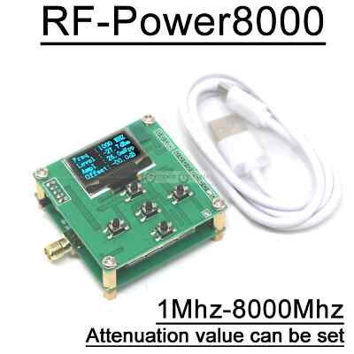 1M-8000Mhz RF Power Meter W Sofware RF Power Attenuation Value Can Set 