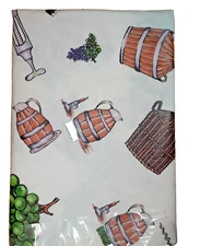 52x90 In. Wine Kegs& Wine Bottles Grapes Wine Bottle Cork Vinyl& Flannel